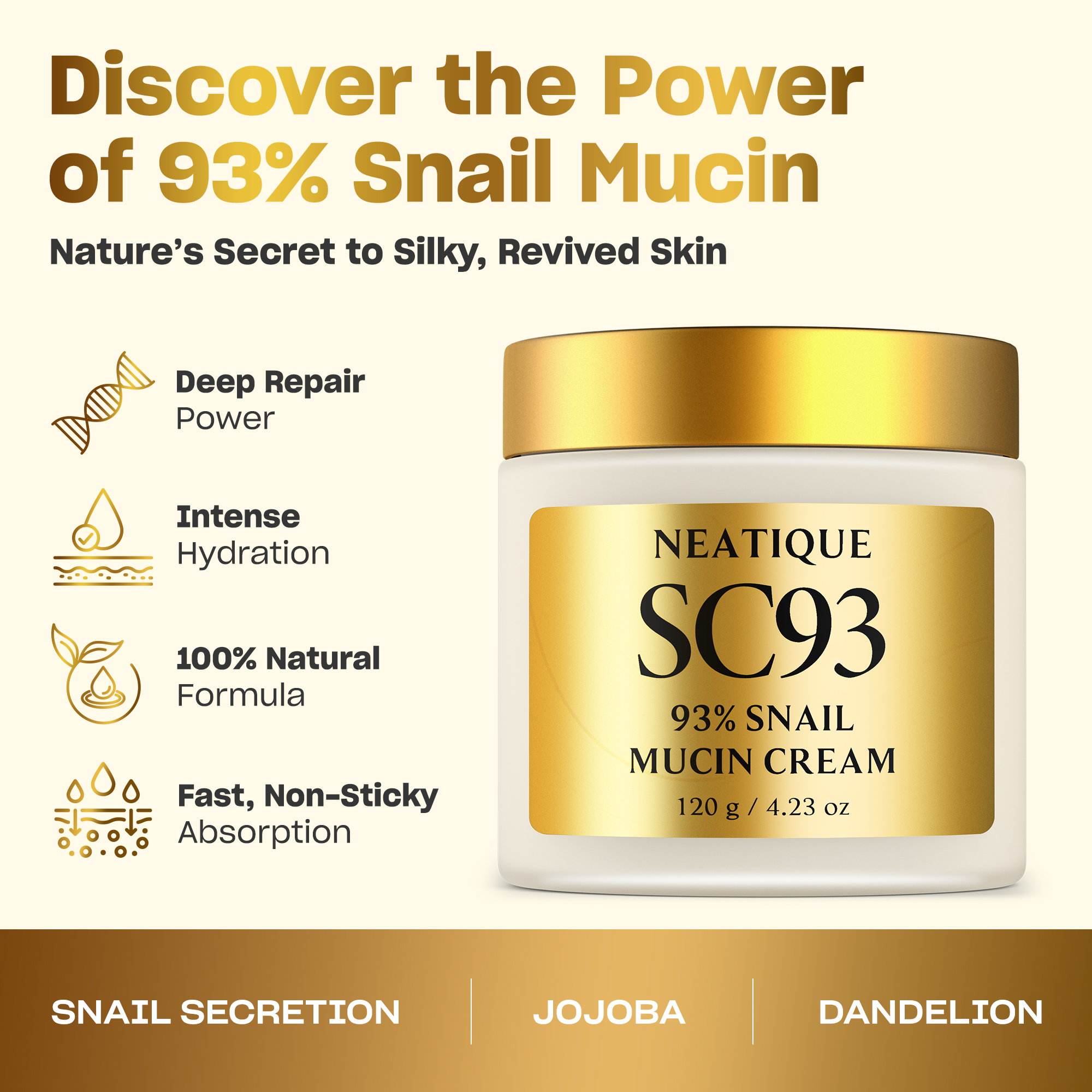 Neatique Snail Mucin Cream 93% 4.23oz - Image 2